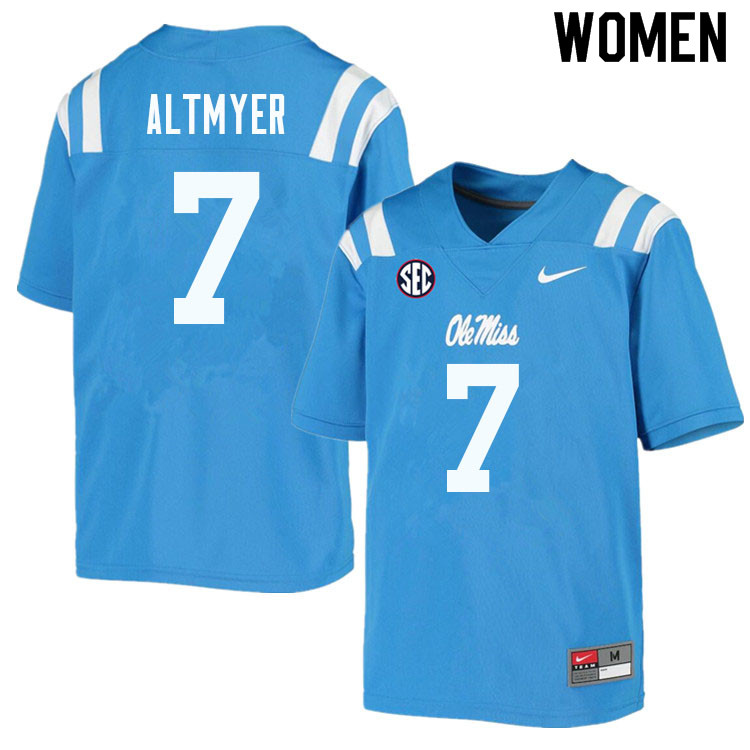 Luke Altmyer Ole Miss Rebels NCAA Women's Powder Blue #7 Stitched Limited College Football Jersey DJQ0858MI